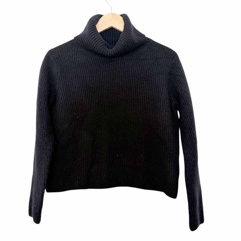 Banana Republic Chiara 100% Cashmere Black Relaxed Ribbed Sweater Sz M